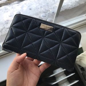 Kate Spade Black Quilted Leather Zipper Wallet